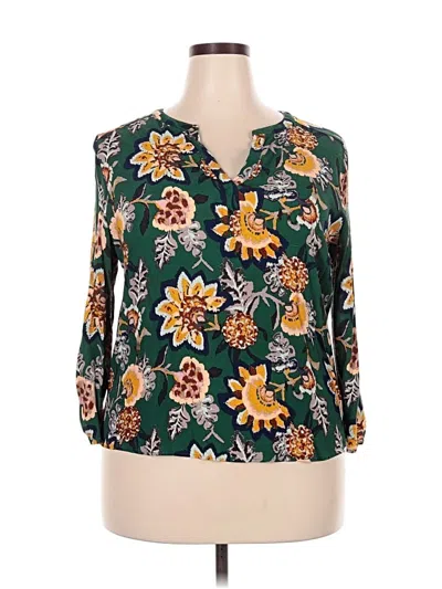 Pre-owned Daniel Rainn 3/4 Sleeve Blouse In Green