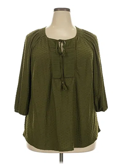 Pre-owned Daniel Rainn 3/4 Sleeve Blouse In Green