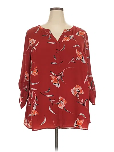 Pre-owned Daniel Rainn 3/4 Sleeve Blouse In Red
