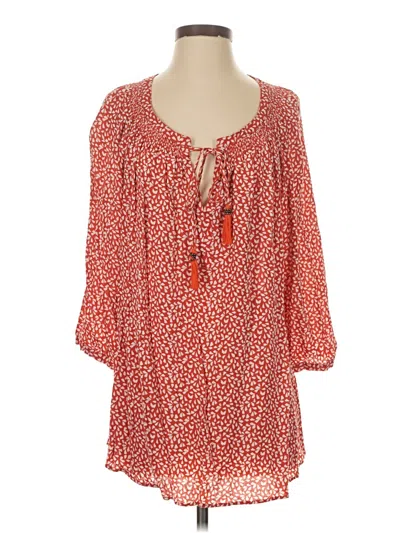 Pre-owned Daniel Rainn 3/4 Sleeve Blouse In Red