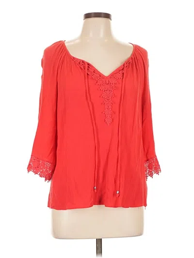 Pre-owned Daniel Rainn 3/4 Sleeve Blouse In Red