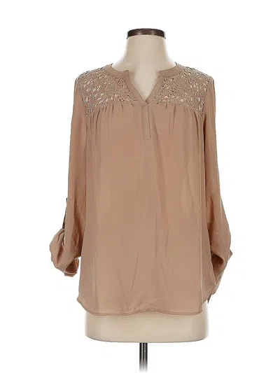 Pre-owned Daniel Rainn 3/4 Sleeve Blouse In Tan