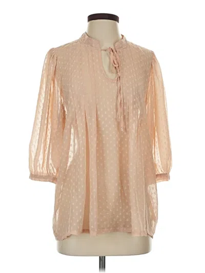 Pre-owned Daniel Rainn 3/4 Sleeve Blouse In Tan