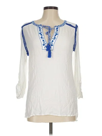Pre-owned Daniel Rainn 3/4 Sleeve Blouse In White