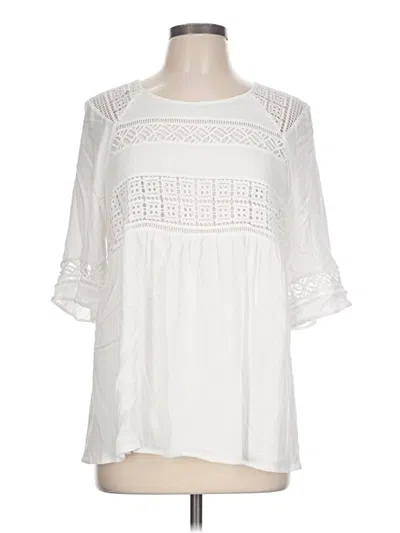 Pre-owned Daniel Rainn 3/4 Sleeve Blouse In White