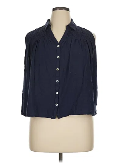 Pre-owned Daniel Rainn 3/4 Sleeve Button Down Shirt In Blue