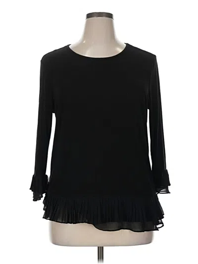 Pre-owned Daniel Rainn 3/4 Sleeve Top Black Ruffles Neckline Tops
