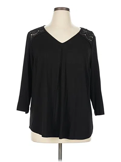 Pre-owned Daniel Rainn 3/4 Sleeve Top Black V Neck Tops