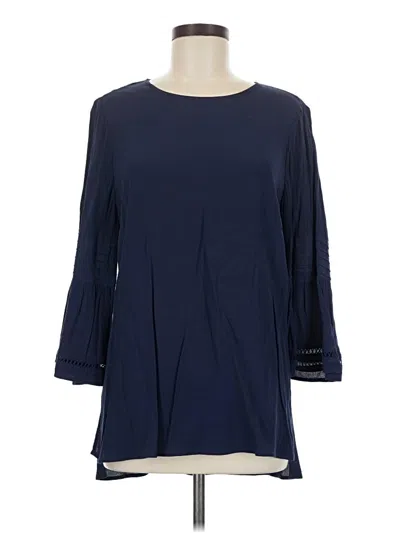 Daniel Rainn 3/4 Sleeve Top Blue Boatneck Tops