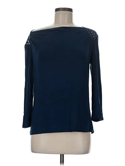 Pre-owned Daniel Rainn 3/4 Sleeve Top Blue Boatneck Tops