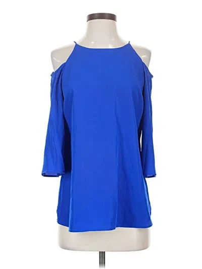 Pre-owned Daniel Rainn 3/4 Sleeve Top Blue Cold Shoulder Neckline Tops