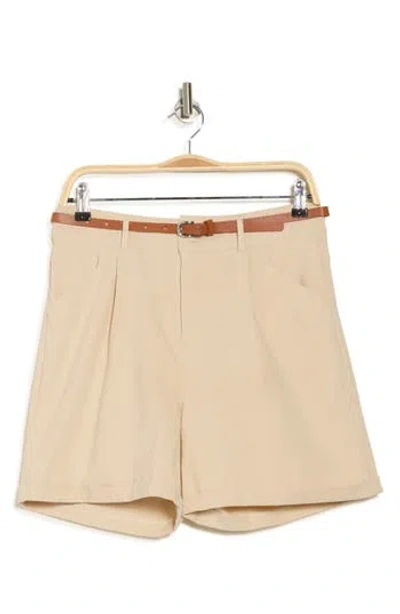 Daniel Rainn Belted Pleated Front Stretch Cotton Shorts