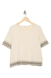 Daniel Rainn Bordered Knit T-shirt In Natural