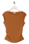 Daniel Rainn Cap Sleeve Ruched Side T-shirt In Caramel