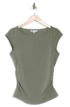 Daniel Rainn Cap Sleeve Ruched Side T-shirt In Washed Agave Green