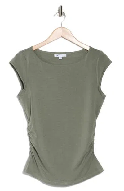Daniel Rainn Cap Sleeve Ruched Side T-shirt In Washed Agave Green
