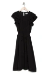 Daniel Rainn Dr2 By  Double Ruffle Flutter Sleeve Fit & Flare Midi Dress In Black