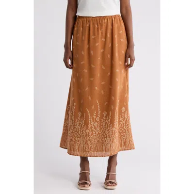 Daniel Rainn Embroidered Maxi Skirt In Brown