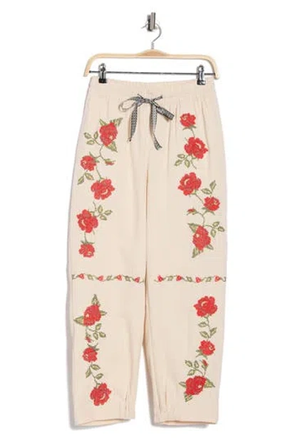 Daniel Rainn Floral Cotton Pants In Neutral