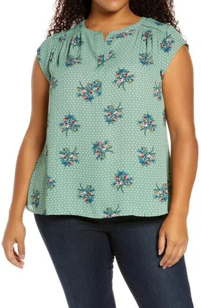 Daniel Rainn Floral Crepe Top In Green