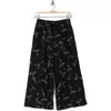 Daniel Rainn Floral Crop Wide Leg Pull-on Pants In Black