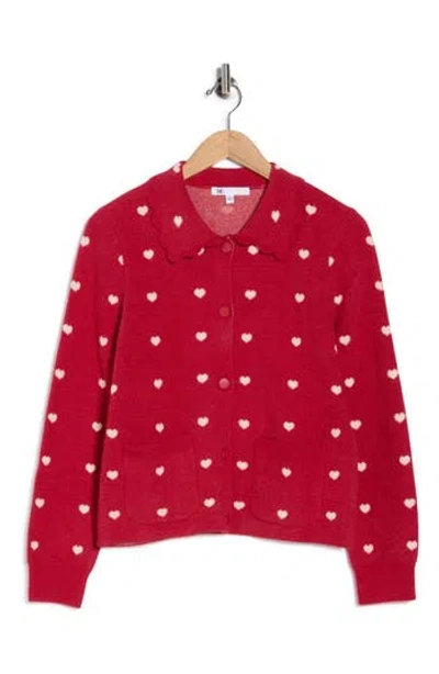 Daniel Rainn Heart Collar Cardigan In Red