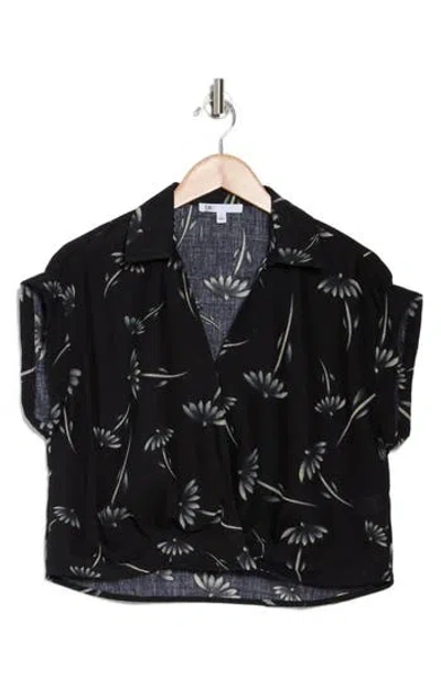 Daniel Rainn Johnny Collar Short Sleeve Crop Top In Black
