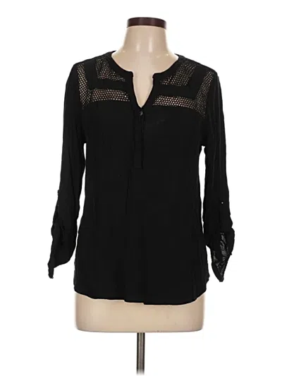 Pre-owned Daniel Rainn Long Sleeve Blouse In Black