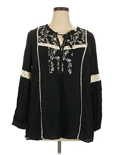 Pre-owned Daniel Rainn Long Sleeve Blouse In Black