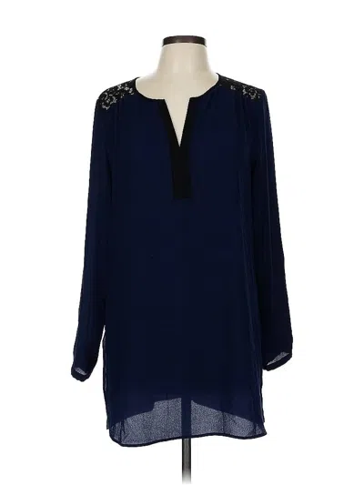 Pre-owned Daniel Rainn Long Sleeve Blouse In Blue