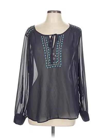 Pre-owned Daniel Rainn Long Sleeve Blouse In Blue