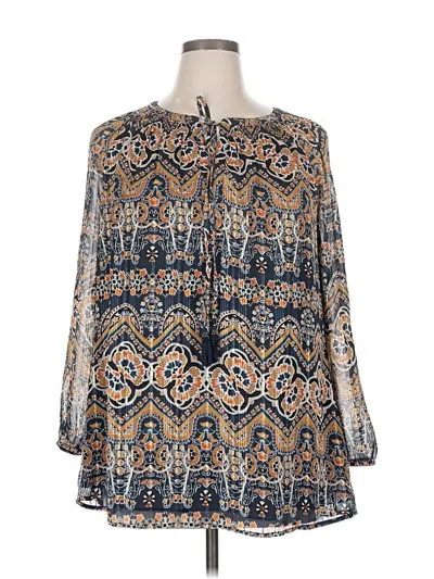 Pre-owned Daniel Rainn Long Sleeve Blouse In Blue