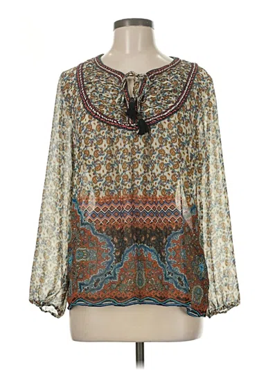 Pre-owned Daniel Rainn Long Sleeve Blouse In Blue