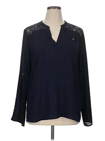 Pre-owned Daniel Rainn Long Sleeve Blouse In Blue