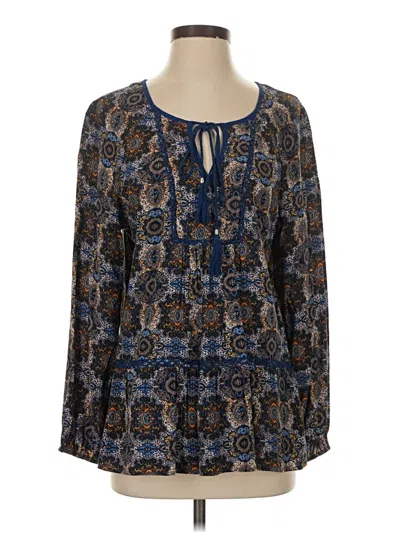 Pre-owned Daniel Rainn Long Sleeve Blouse In Blue