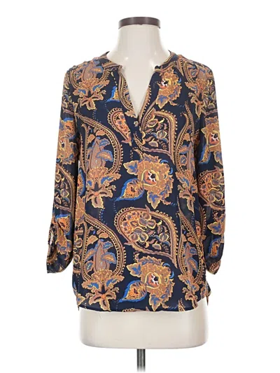 Pre-owned Daniel Rainn Long Sleeve Blouse In Blue