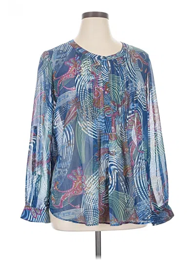 Pre-owned Daniel Rainn Long Sleeve Blouse In Blue