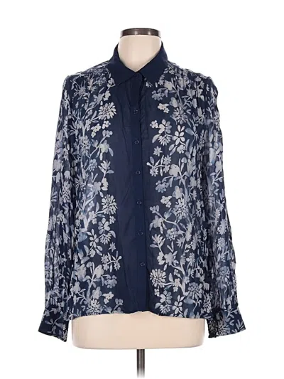 Pre-owned Daniel Rainn Long Sleeve Blouse In Blue