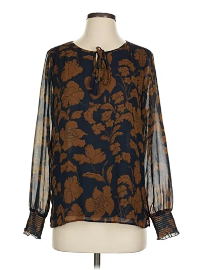Pre-owned Daniel Rainn Long Sleeve Blouse In Brown