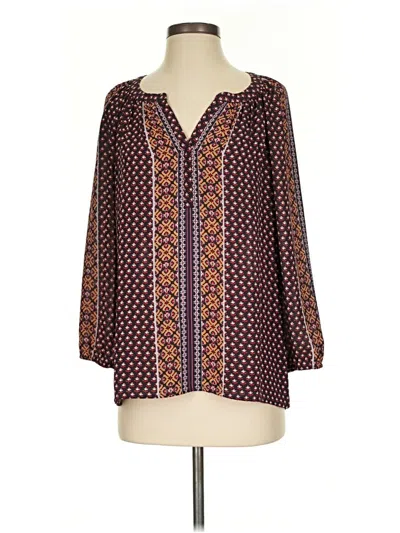 Pre-owned Daniel Rainn Long Sleeve Blouse In Brown