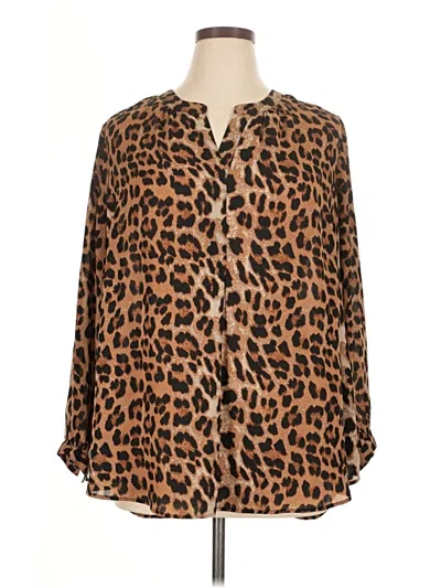 Pre-owned Daniel Rainn Long Sleeve Blouse In Brown