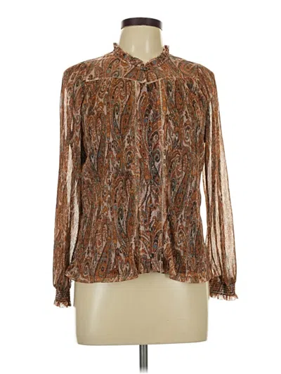 Pre-owned Daniel Rainn Long Sleeve Blouse In Brown