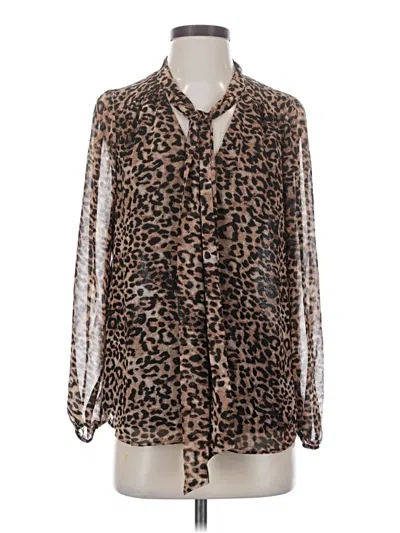Pre-owned Daniel Rainn Long Sleeve Blouse In Brown