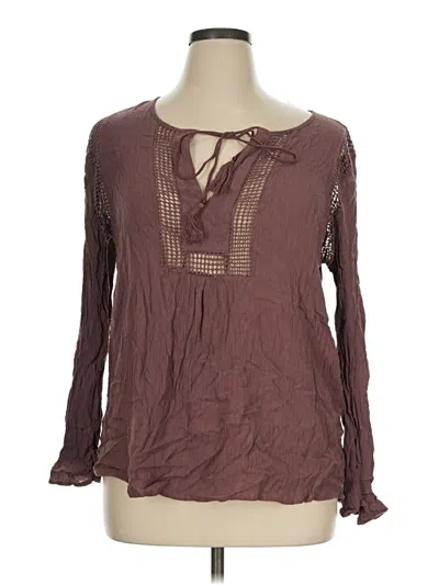 Pre-owned Daniel Rainn Long Sleeve Blouse In Brown