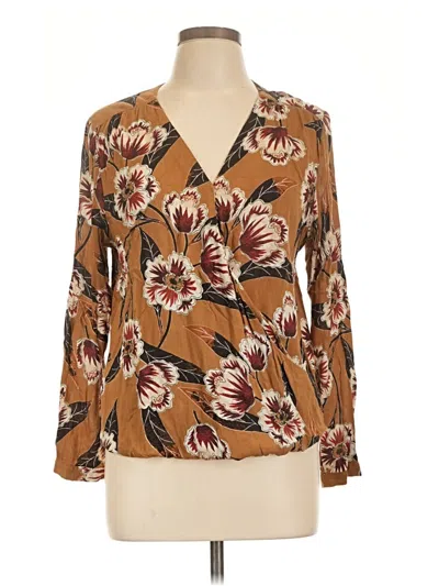 Pre-owned Daniel Rainn Long Sleeve Blouse In Brown