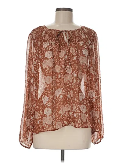 Pre-owned Daniel Rainn Long Sleeve Blouse In Brown