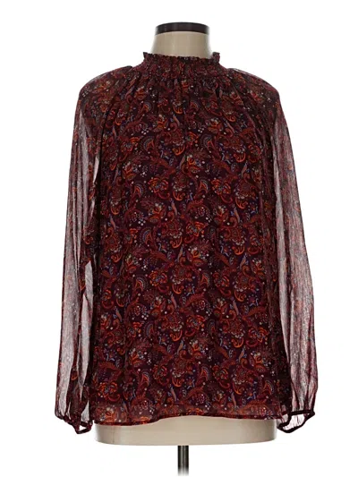 Pre-owned Daniel Rainn Long Sleeve Blouse In Burgundy