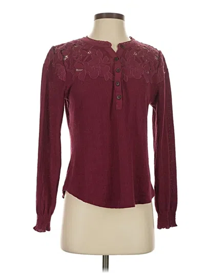 Pre-owned Daniel Rainn Long Sleeve Blouse In Burgundy
