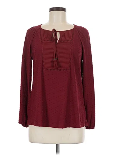 Pre-owned Daniel Rainn Long Sleeve Blouse In Burgundy
