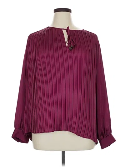 Pre-owned Daniel Rainn Long Sleeve Blouse In Burgundy